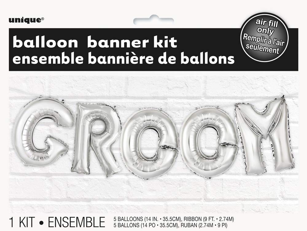 SILVER GROOM LETTER BANNER KIT