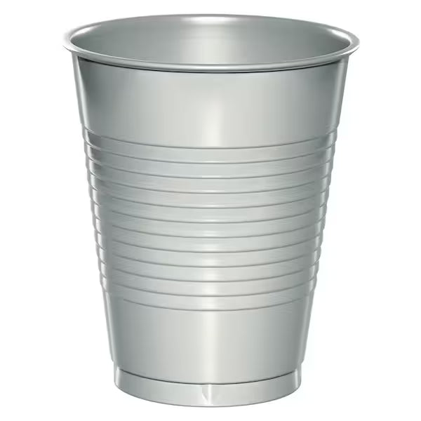 SHIMMERING SILVER 16OZ PL CUPS