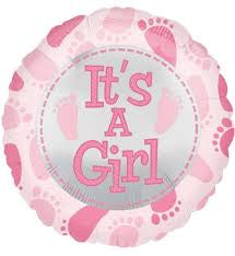 BABY GIRL FEET PINK 18" MYLAR