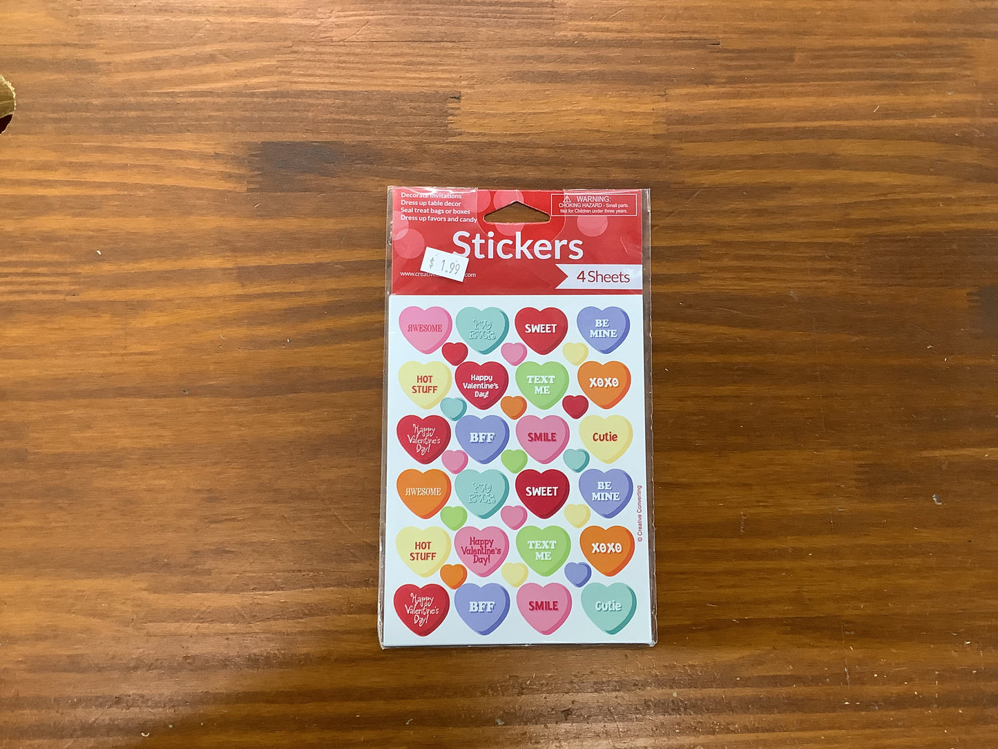 CANDY HEARTS VDAY VALUE STICKERS