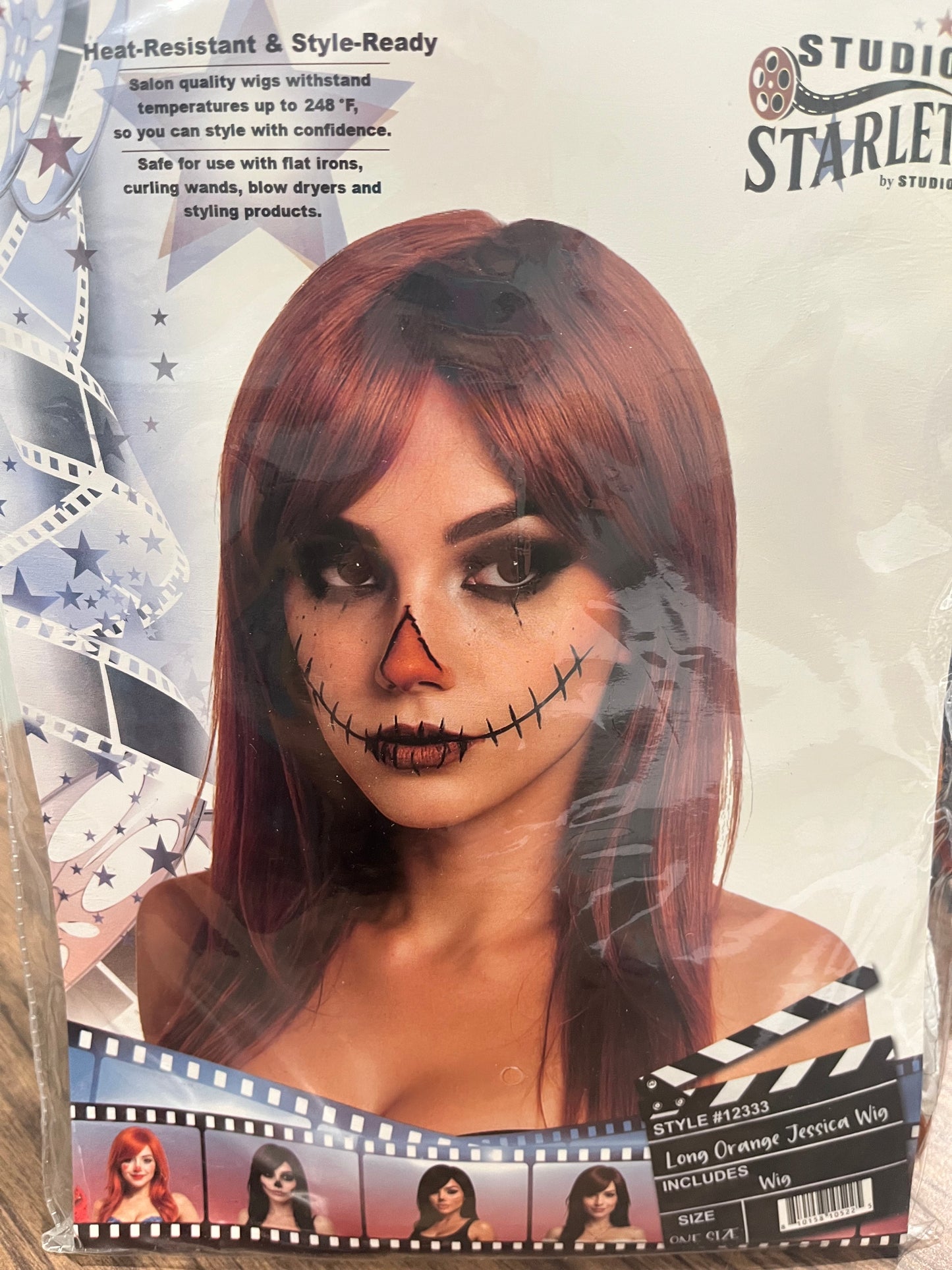 JESSICA LONG ORANGE WIG W/ SIDE BANGS