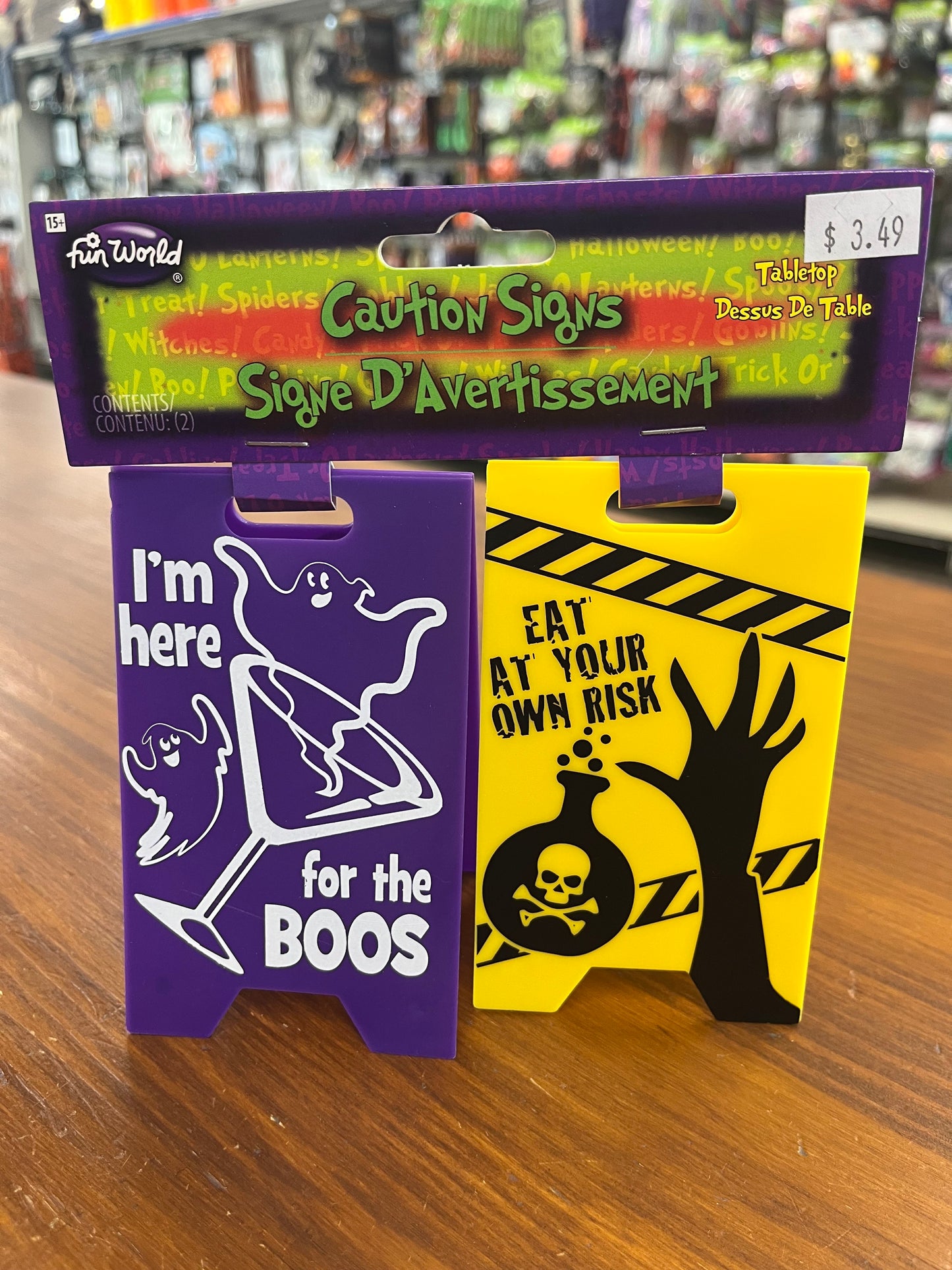 MINI CAUTION SIGN 2PK HALLOWEEN