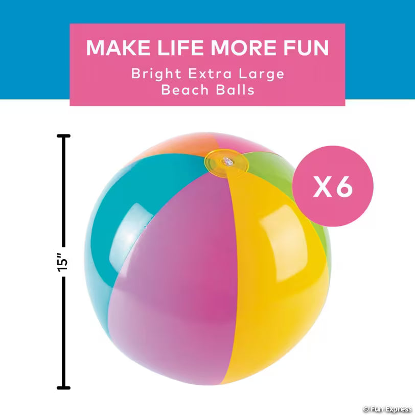 INFLATABLE 15" BRIGHT BEACH BALL