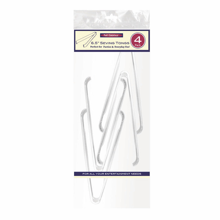 6.5" CLEAR SERVING TONG 4CT