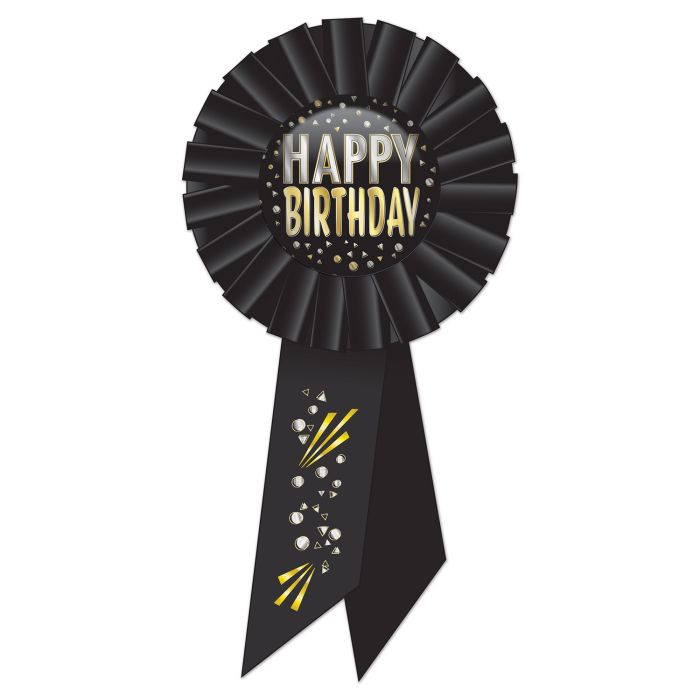 BLACK HAPPY BIRTHDAY RIBBON