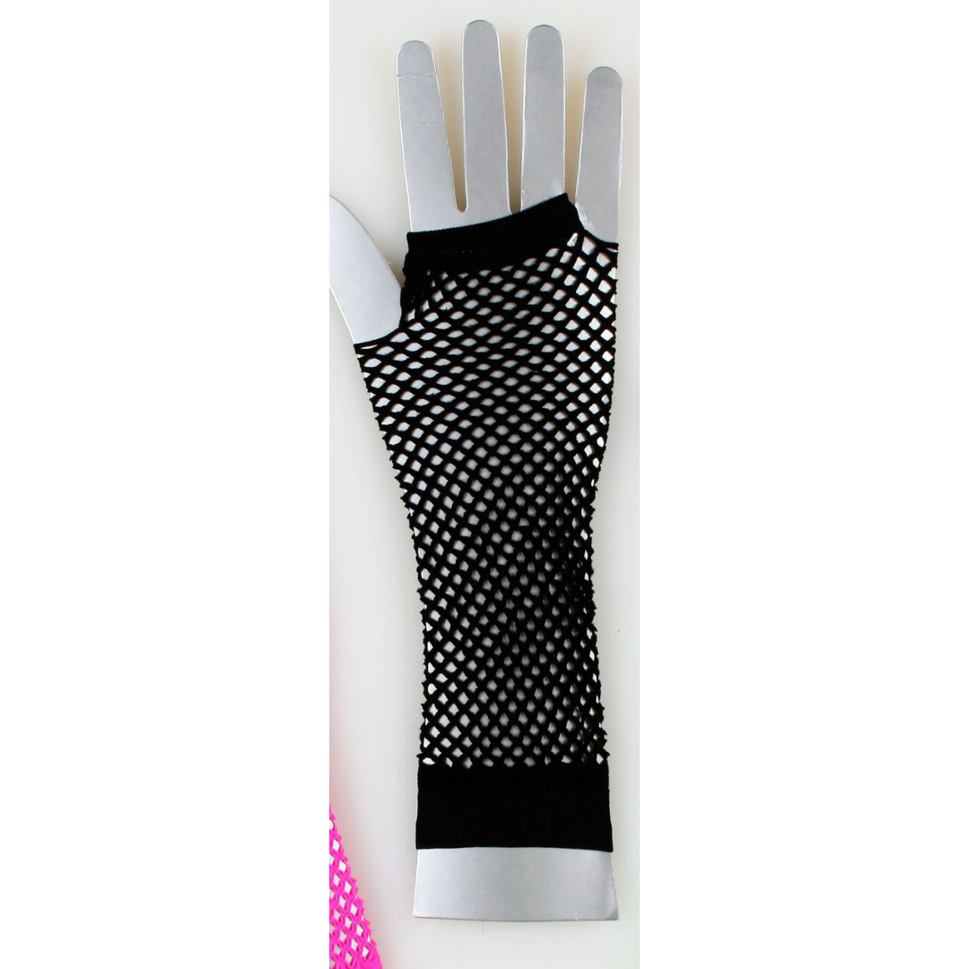 BLACK LONG FISHNET GLOVES
