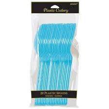 CARIBBEAN BLUE PLASTIC SPOONS