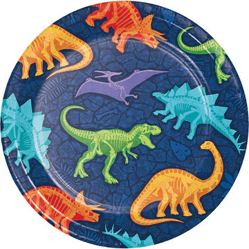 DINO DIG 7" PPR PLATE 8CT