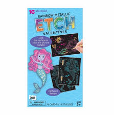 MERMAID ETCH VALENTINES 16 CT