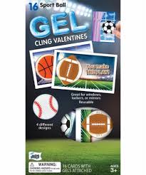 SPORTS GEL CLING VALENTINES 16 CT