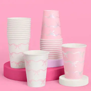 PINK BOW 12OZ PAPER CUPS 24CT