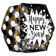 16" BLK/GLD NEW YEAR GEO