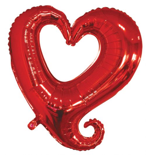 36" RED OPEN HEART MYLAR