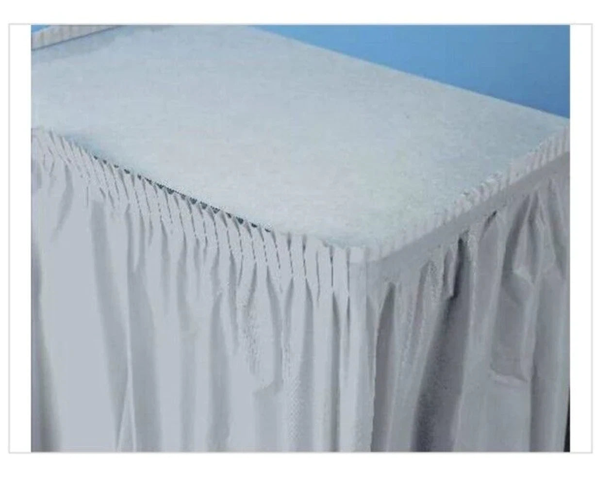 PLASTIC TABLESKIRT SILVER