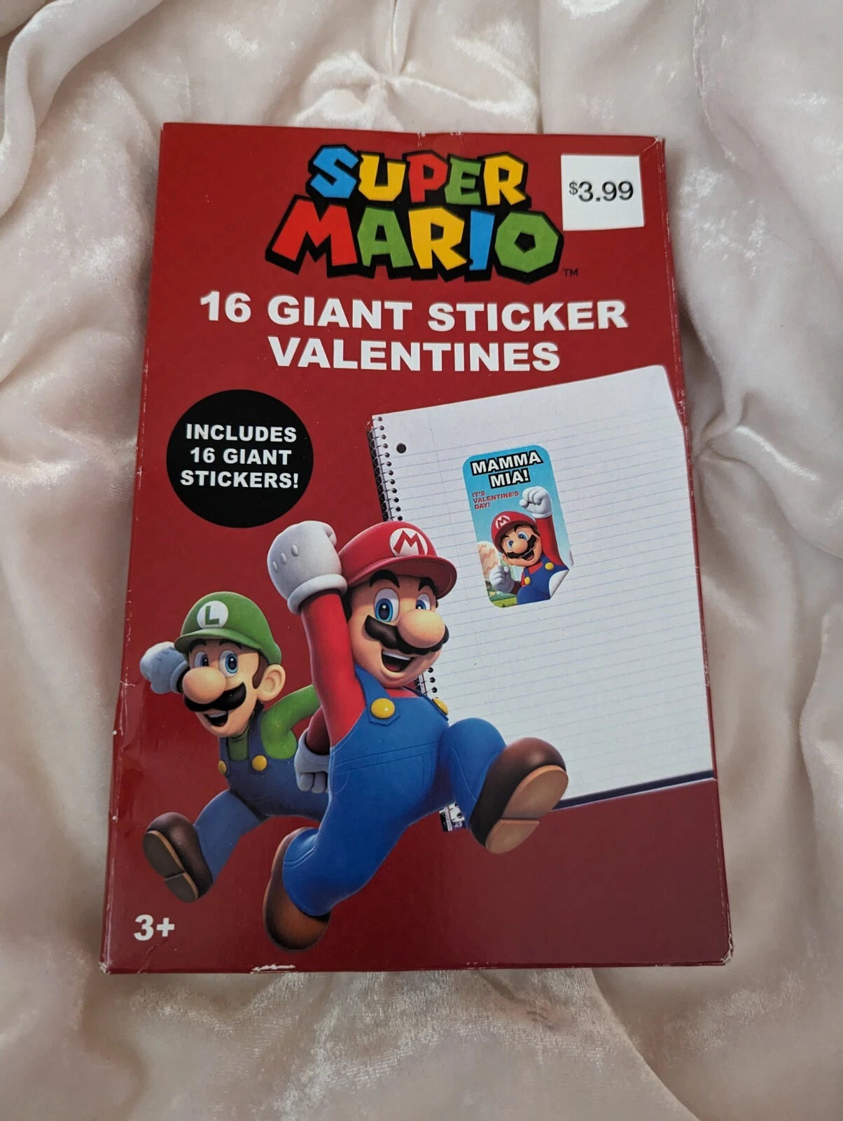 SUPER MARIO GIANT STICKER VALENTINES 16CT