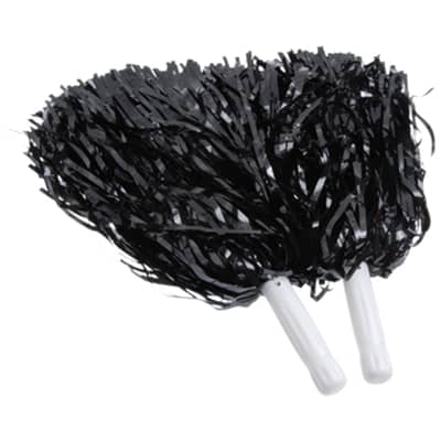 METALLIC POM POMS BLACK