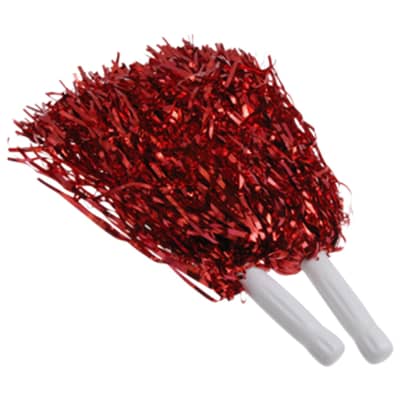 METALLIC POM POMS RED