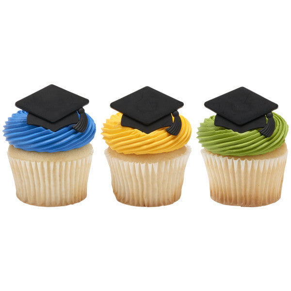 BLACK GRAD HAT CUPCAKE RINGS