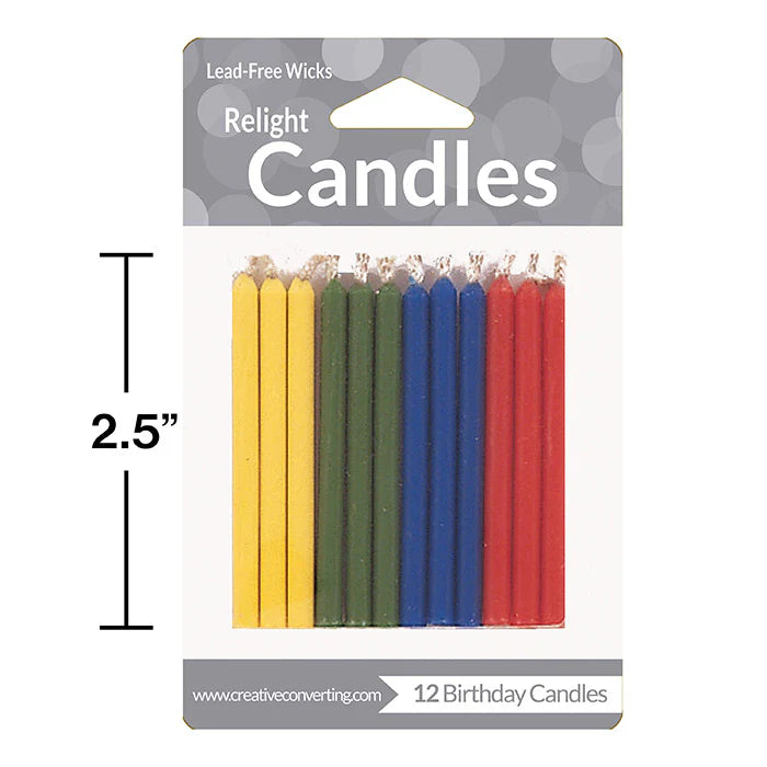 RAINBOW RELIGHT CANDLES 12CT