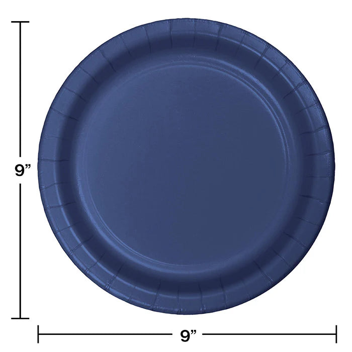 NAVY 9" PPR PLATE 24CT