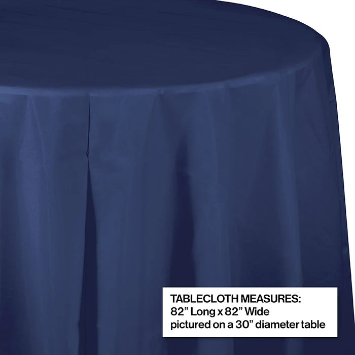 NAVY PLASTIC OCTY ROUND 82"