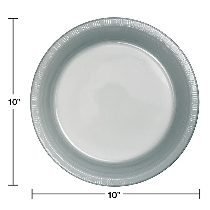 10" PL PLATES 20CT SHIMMERING SILVER
