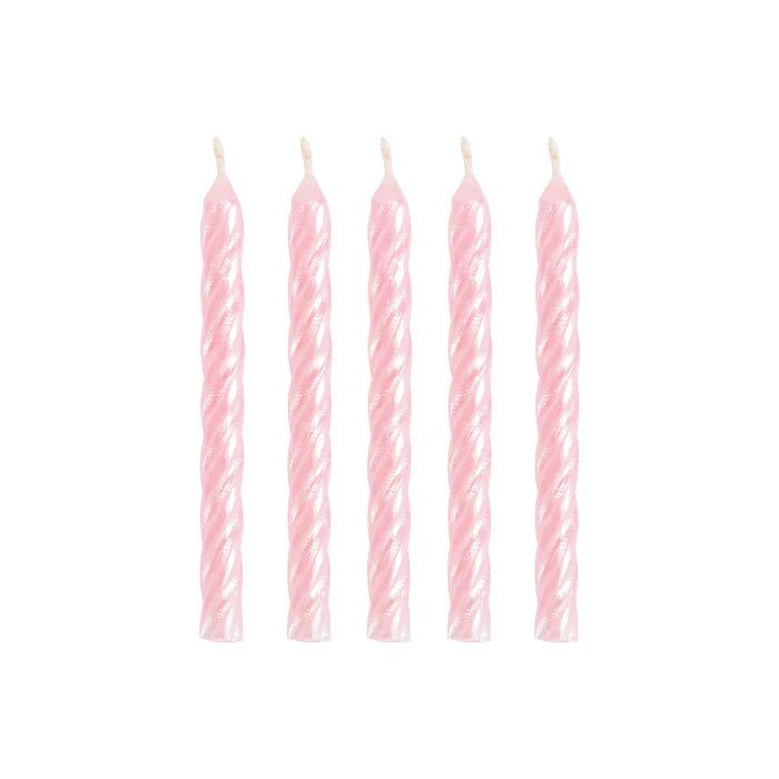 PINK IRID SPIRAL CANDLES 24CT