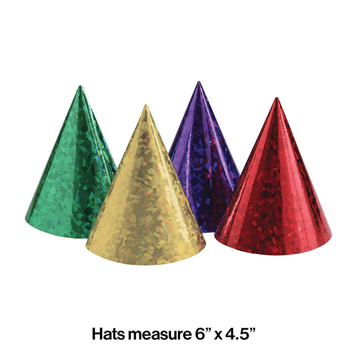PRISM CONE HAT ASST COLORS 8CT