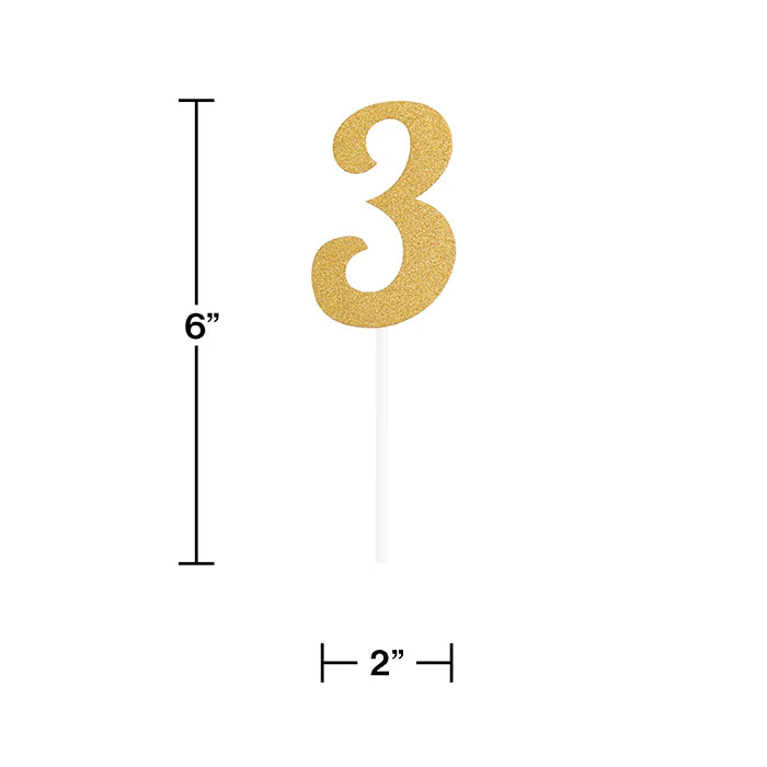 CAKE TOPPER GOLD 3 THREE