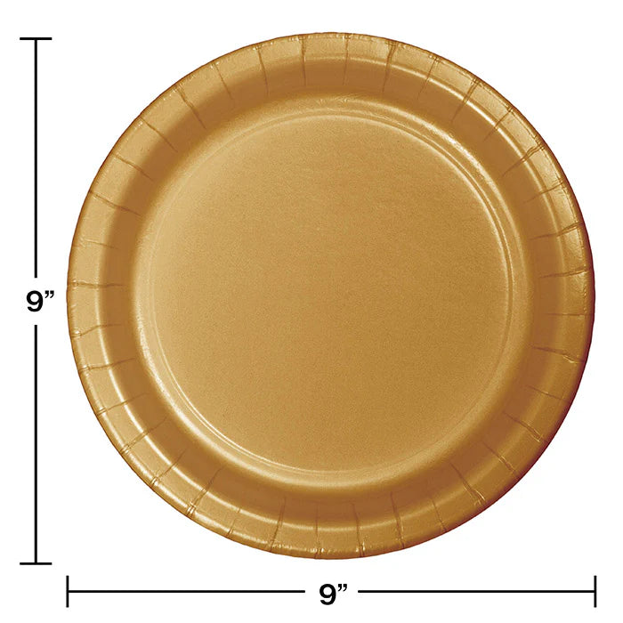 GLITTERING GOLD 9" PPR PLATE 24CT