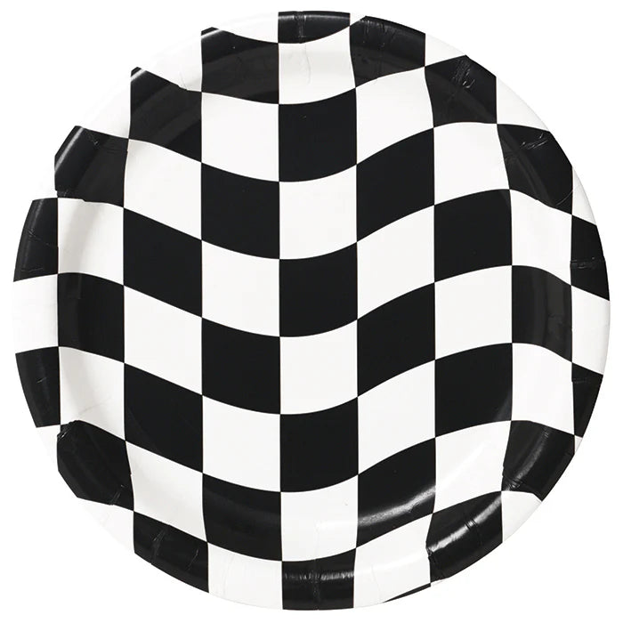 BLACK/WHITE CHECK 9" PLATES