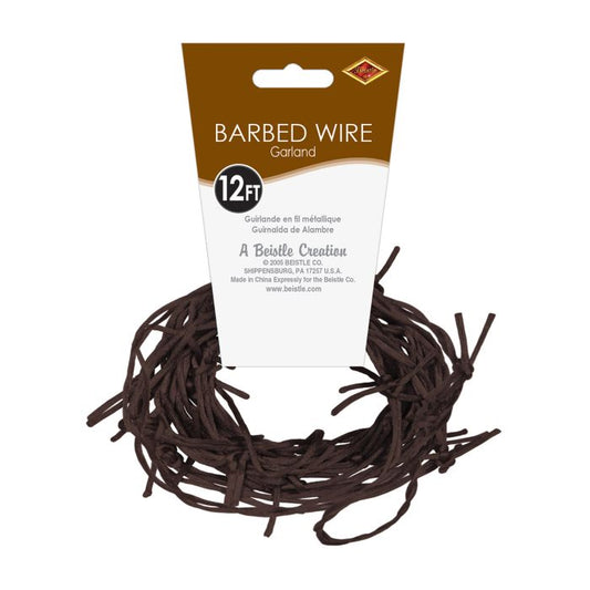 RUSTY BARBED WIRE GARLAND 12FT