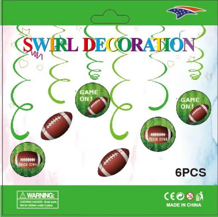 FOOTBALL GAME ON SWIRL DECOR 6CT