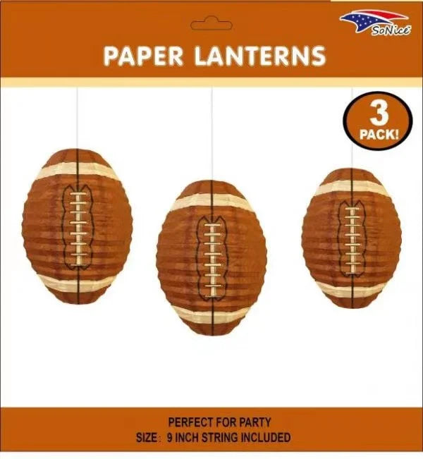 FOOTBALL PAPER LANTERNS 3CT