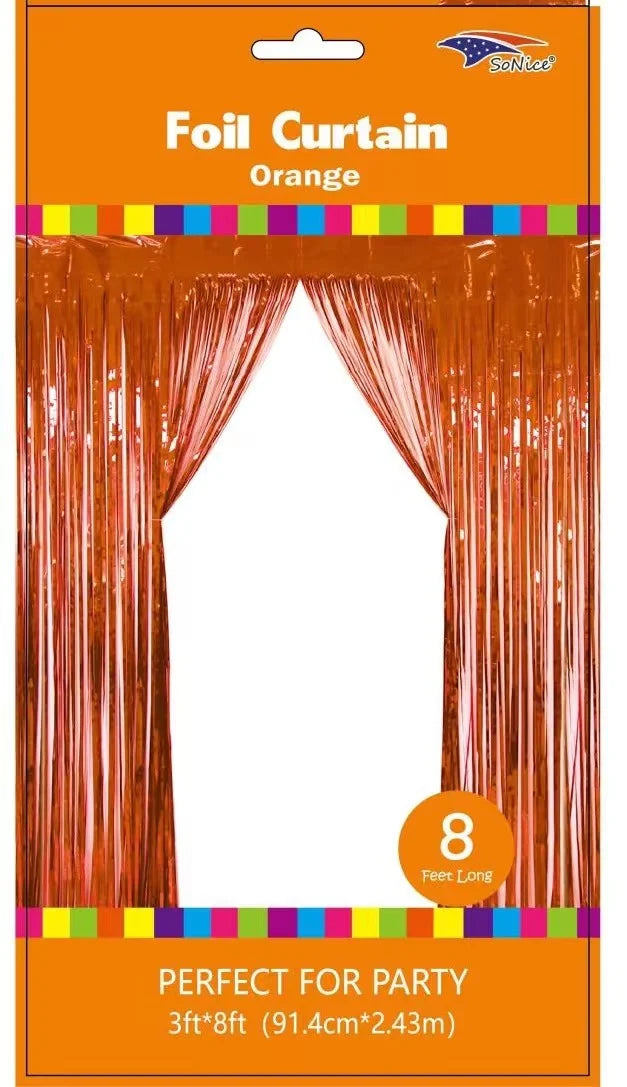 3'X8' FOIL CURTAIN ORANGE