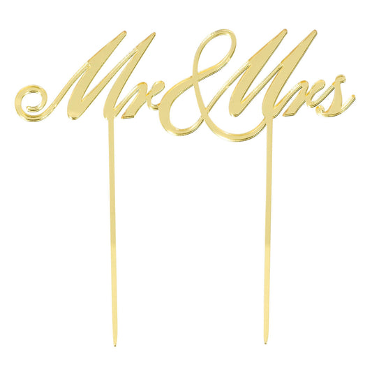MR & MRS GOLD MIRROR CAKE TOPPE