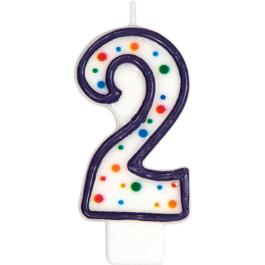 POLKA DOT NUMERAL CANDLE 2