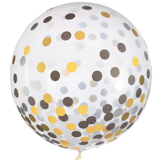 BLK/SLV/GLD CONFETTI 24" LATEX 2PK