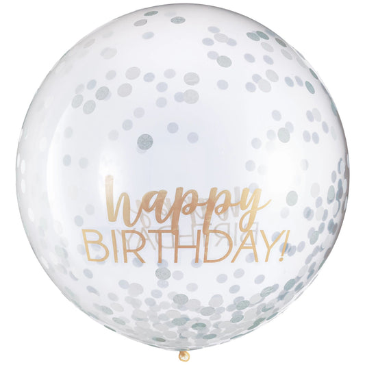 SILVER/GOLD 24" LTX CONFETTI W/ HELIUM