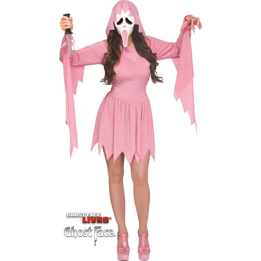 PINK GLITTER GHOST FACE ADULT S/M COSTUME