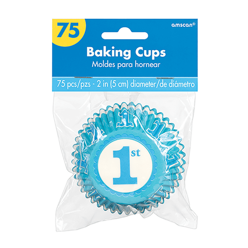 1ST BIRTHDAY BAKING CUPS BLUE