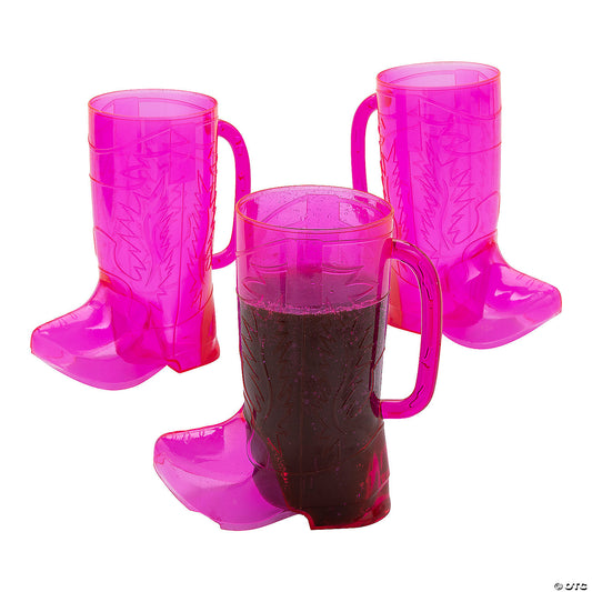 PINK COWGIRL BOOT PLASTIC MUG