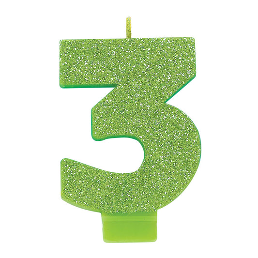 GLITTER # 3 GREEN CANDLE