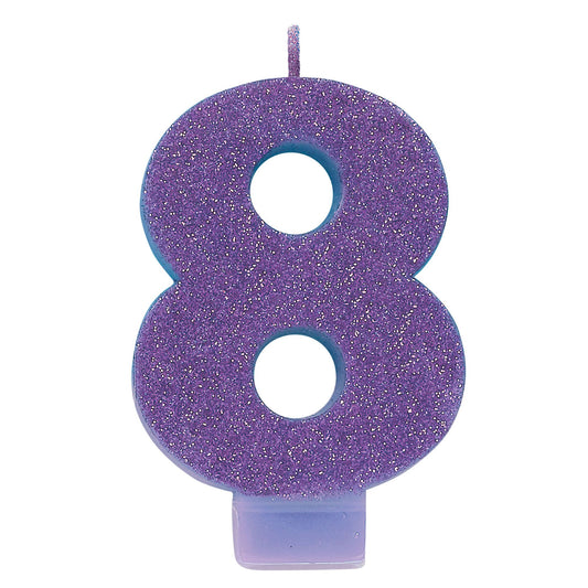 GLITTER CANDLE #8 PURPLE