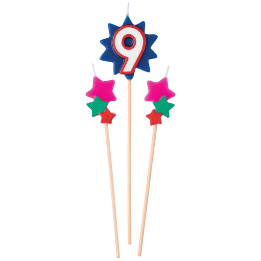 BDAY PICK STAR CANDLE #9