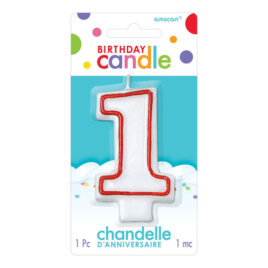 RED/WHITE BIRTHDAY CANDLE #1