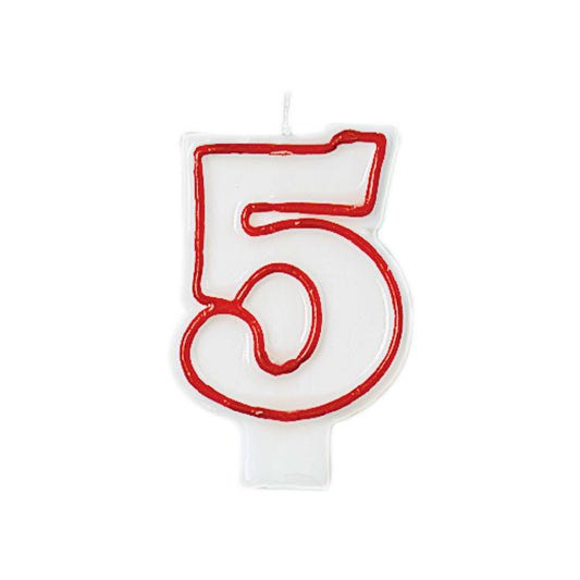 RED/WHITE BIRTHDAY CANDLE #5