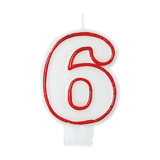 RED/WHITE BIRTHDAY CANDLE #6