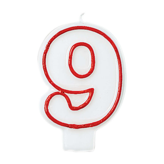 RED/WHITE BIRTHDAY CANDLE #9