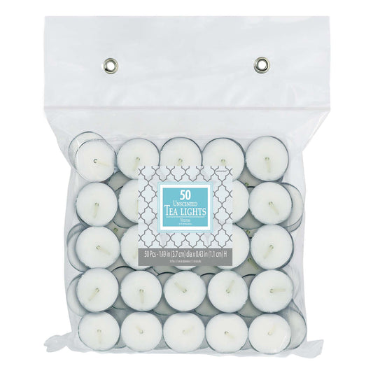 UNSCENTED TEALIGHT CANDLES 50CT